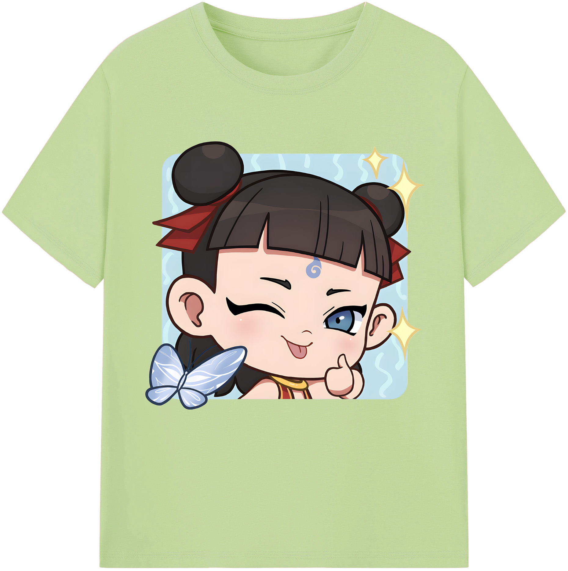 （画像用） Ne Zha 2 ナタ 魔童の大暴れ 綿100％半袖Tシャツ（フロントプリント）